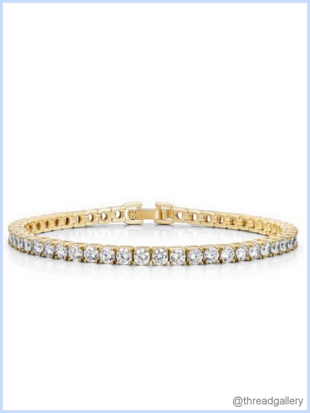 14K Gold Plated Tennis Bracelet Women Dainty 3MM CZ Stackable Chain